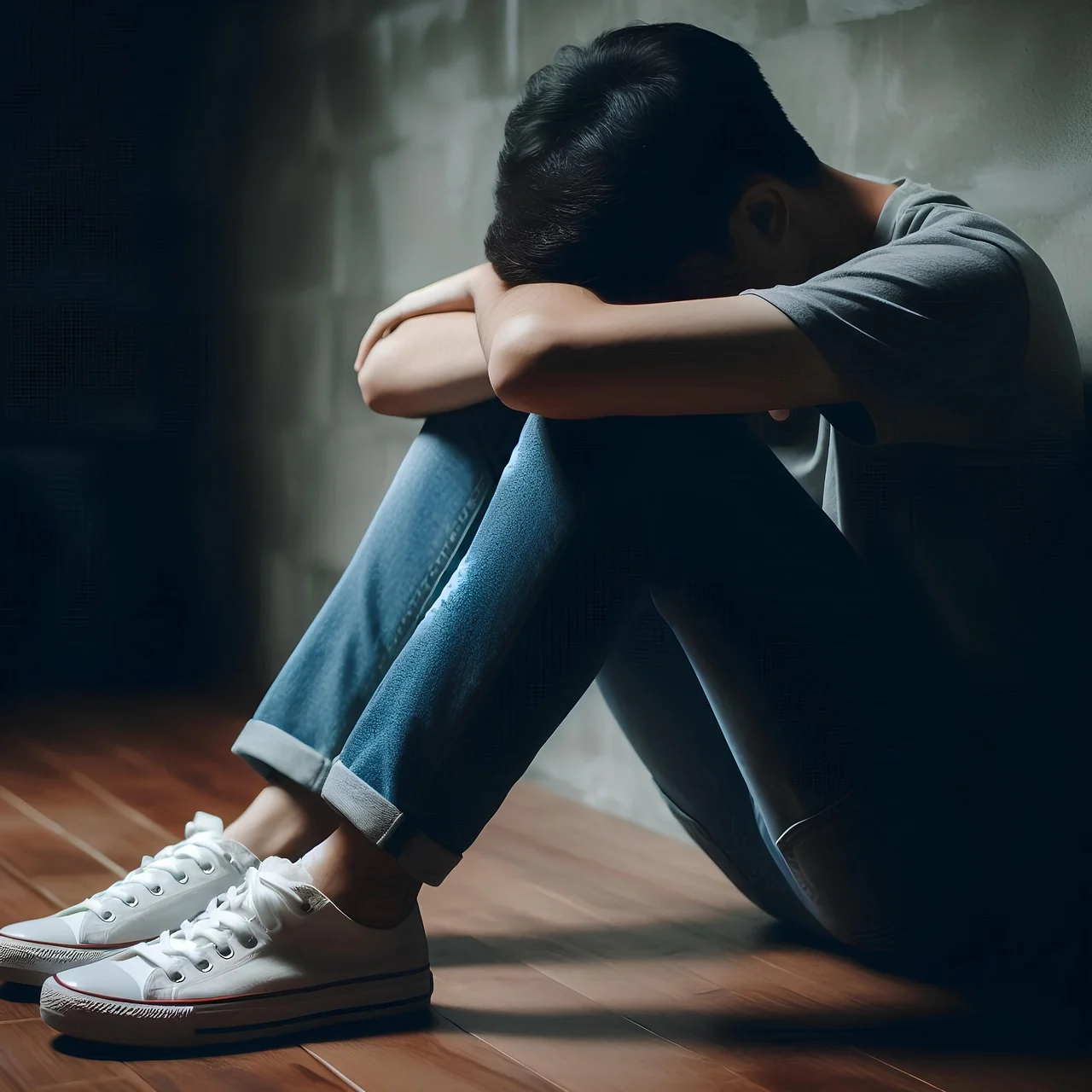 Person sitting alone in a dimly lit room, reflecting depression and hope for recovery.